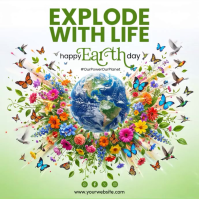 White Joyful Earth Day Celebration Square Video 方形(1:1) template