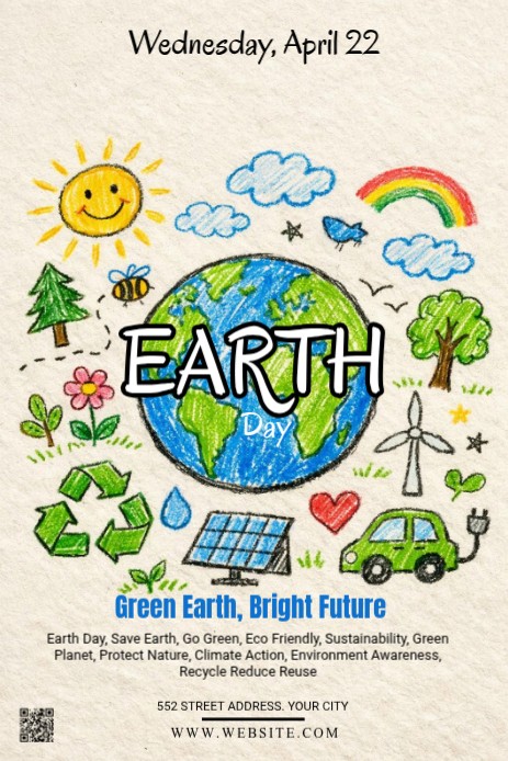 Plantilla de White Joyful Earth Day Pinterest Graphic | PosterMyWall