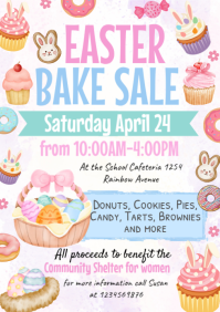 White Joyful Easter Bake Sale A4 template