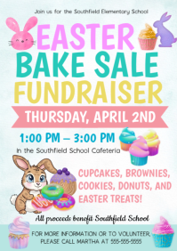 White Joyful Easter Bake Sale Fundraiser A4 template