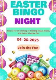 White Joyful Easter Bingo Night A3 template