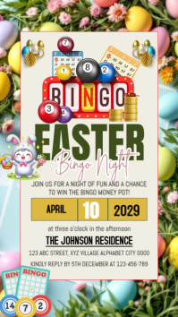 White Joyful Easter Bingo Night Instagram Story template