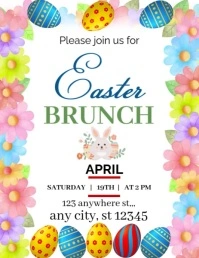 White Joyful Easter Brunch Invitation Video Template Flyer (us Letter) Iflaya (Incwadi ye-US)