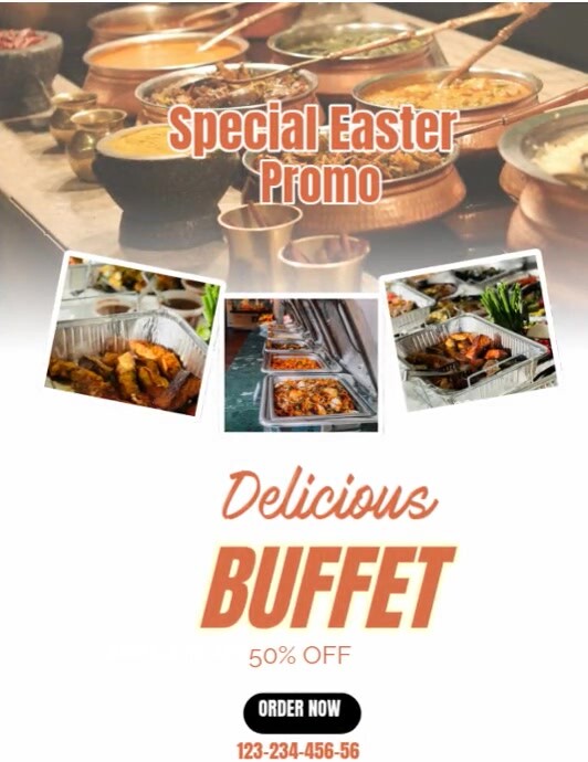 White Joyful Easter Buffet Ad Flyer (us Letter) template