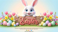 White Joyful Easter Celebration Digital Display Video Affichage numérique (16:9) template