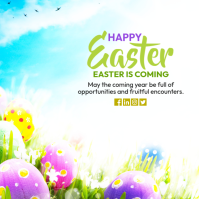 White Joyful Easter Celebration Instagram Post Wpis na Instagrama template