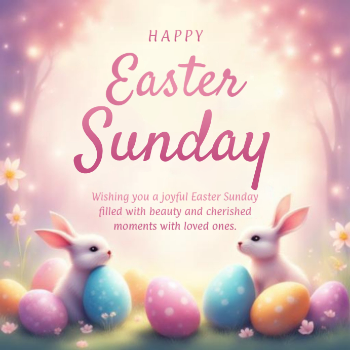 White Joyful Easter Celebration Instagram Post Template | PosterMyWall