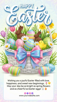 White Joyful Easter Celebration Instagram Story Video template