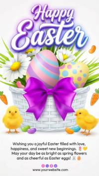 White Joyful Easter Celebration Instagram Story Video template