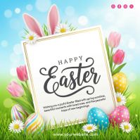 White Joyful Easter Celebration Square Quadrado (1:1) template