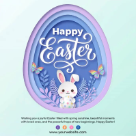 White Joyful Easter Celebration Square Video Persegi (1:1) template