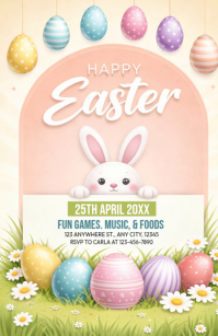 White Joyful Easter Celebration Tabloid template