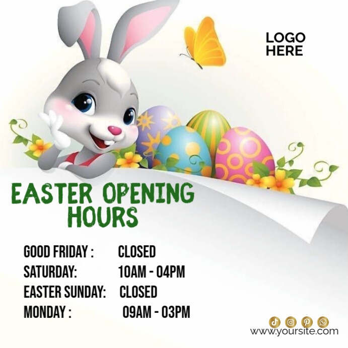 White Joyful Easter Closed Announcement Ads  Instagram Post template