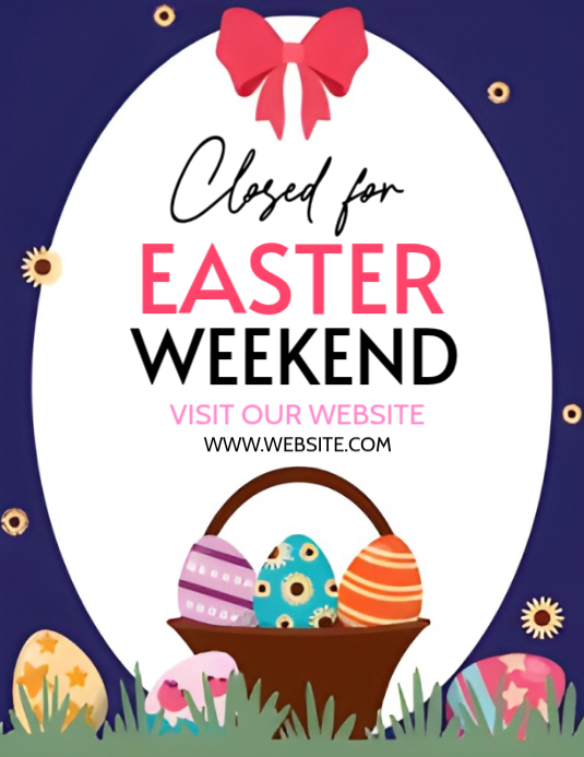 Plantilla de White Joyful Easter Closure Announcement Flyer | PosterMyWall