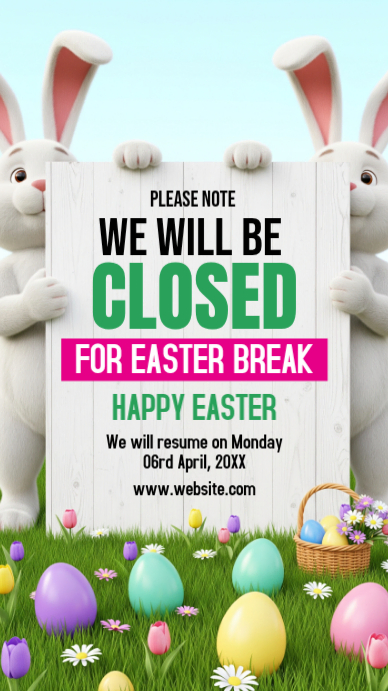 Copy of White Joyful Easter Closure Announcement Instagram Story ...