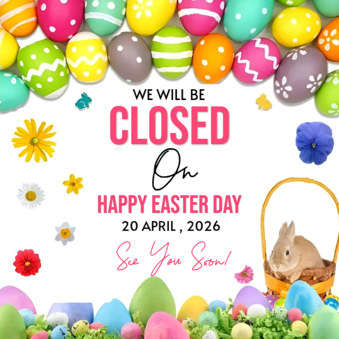 Plantilla de White Joyful Easter Closure Announcement Instagram Post ...