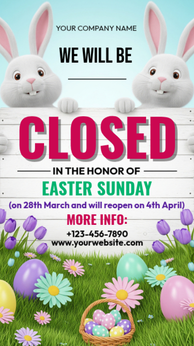 White Joyful Easter Closure Announcement Instagram Story Template ...