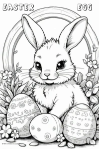 White Joyful Easter Coloring Page  Poster template