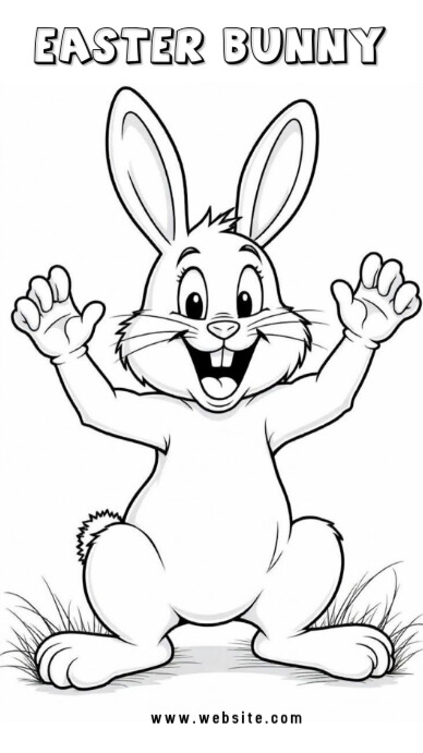 Modèle White Joyful Easter Coloring Pages Whatsapp Status | PosterMyWall