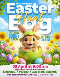 White Joyful Easter Egg Hunt Flyer template