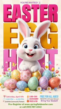 White Joyful Easter Egg Hunt Instagram Story Video template