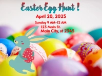 White Joyful Easter Egg Hunt Invitation Flyer Yard Sign template