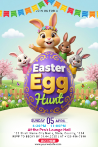 White Joyful Easter Egg Hunt Poster Affiche template