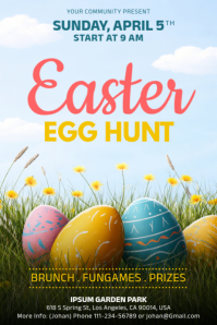 White Joyful Easter Egg Hunt Poster template