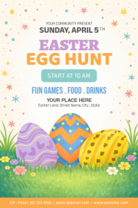 White Joyful Easter Egg Hunt Poster template