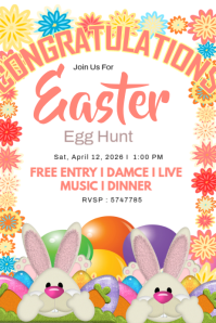 White Joyful Easter Egg Hunt Poster 海报 template