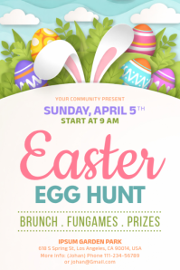 White Joyful Easter Egg Hunt Poster template