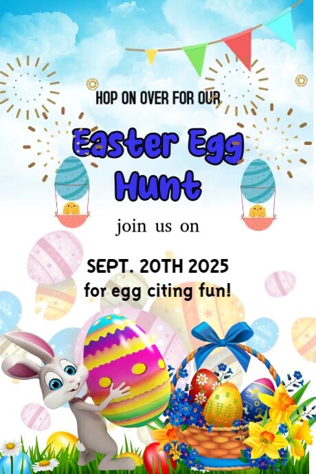 White Joyful Easter Egg Hunt Sunday Poster Plakat template