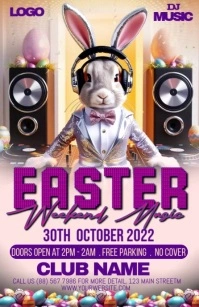 White Joyful Easter Half Page Wide Media Página Ancho template