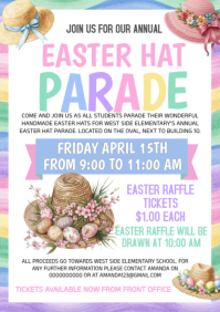 White Joyful Easter Hat Parade A4 template