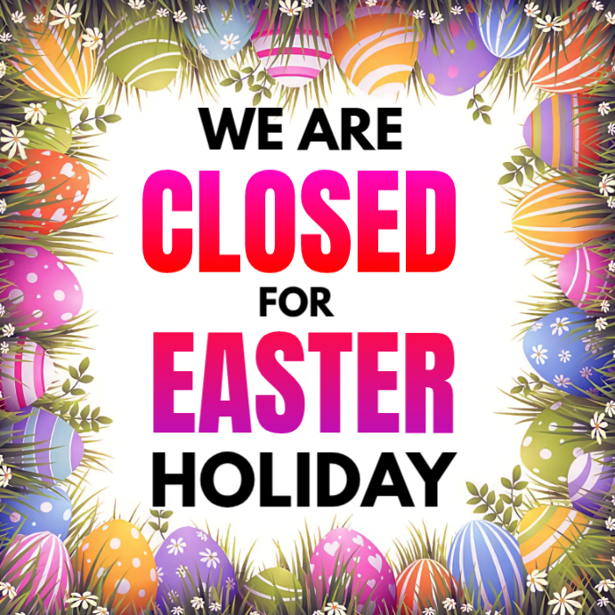 White Joyful Easter Holiday Closure Instagram Post Template | PosterMyWall