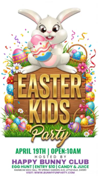 White Joyful Easter Kids Party Instagram Story Video template