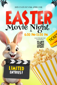 White Joyful Easter Movie Night Banner 4' × 6' template