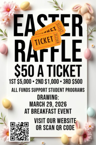 สีขาว Easter Raffle Poster Template