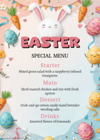 White Joyful Easter Special Menu A6 template