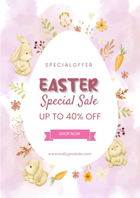 White Joyful Easter Special Sale A4 template