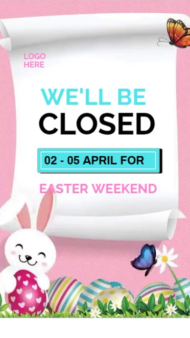 White Joyful Easter Weekend Closure Instagram Reel Video Template ...