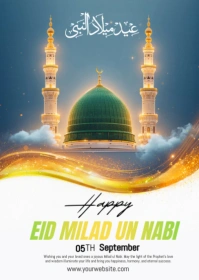 White Joyful Eid E Milad Mubarak A6 template