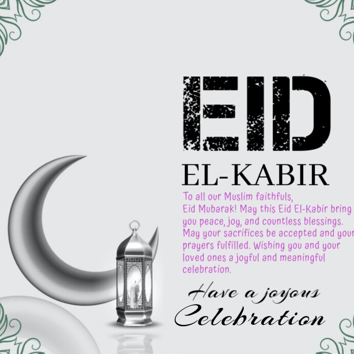 White Joyful Eid El-kabir  Instagram Post template