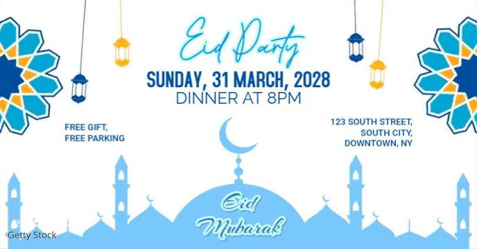 White Joyful Eid Party Facebook Event Cover template