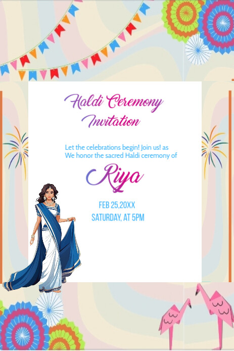 White Joyful Elegant And Classy Haldi Invitation Card Design  Pinterest Graphic template