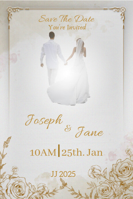 Plantilla de White Joyful Elegant Gold White Wedding Poster | PosterMyWall