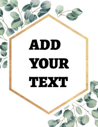 White Joyful Elegant Green Leaf Frame Editable Template For Quotes, Invitations & Posters Flyer (us