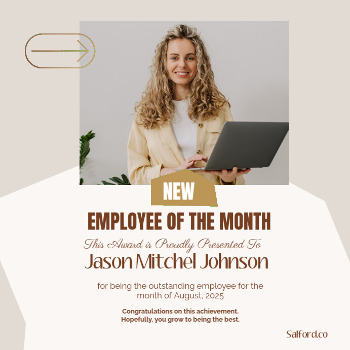 White Joyful Employee Of The Month Instagram Post Template | PosterMyWall