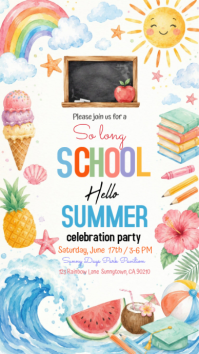 White End of School Celebration Instagram Story Template