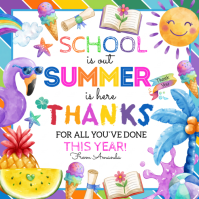 White Joyful End of School Year Celebration Instagram Post template